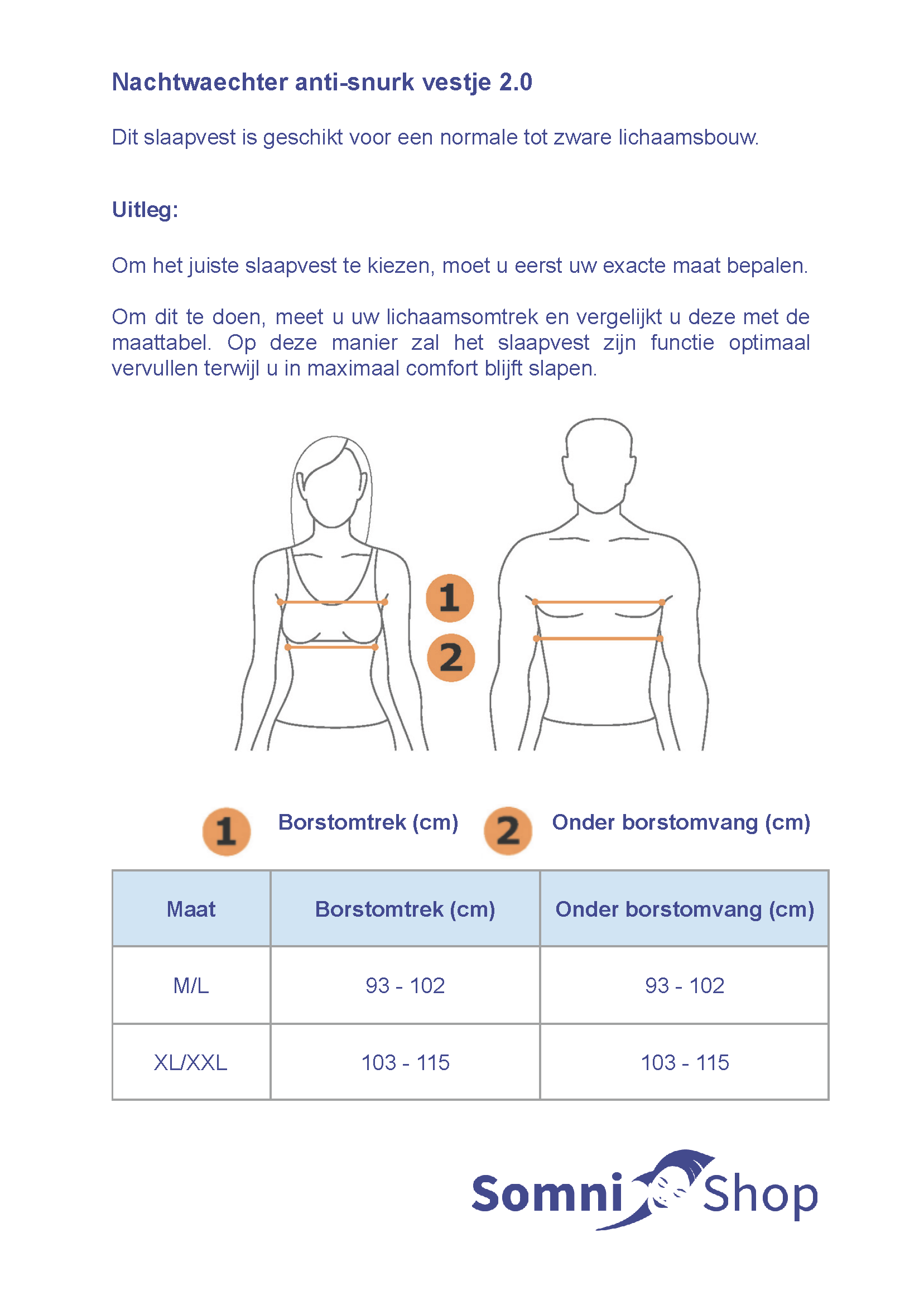 Matentabel Nachtwaechter anti-snurk vestje