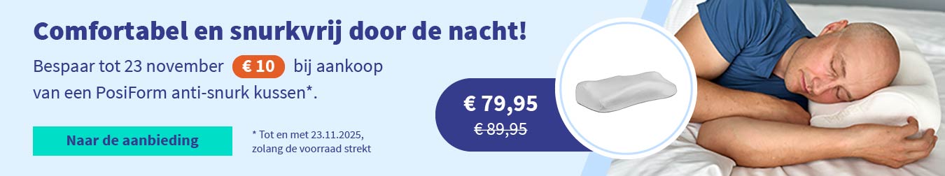 Korting bij aankoop van een PosiForm anti-snurk kussen 01