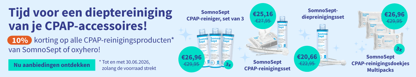 Korting op alle CPAP-reinigingsproducten van SomnoSept of oxyhero 05