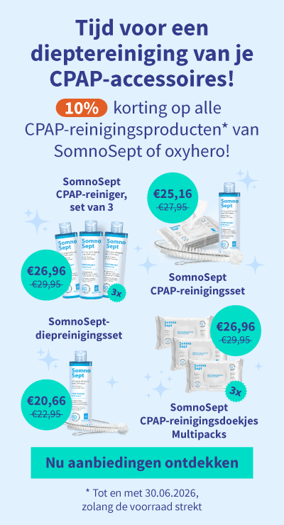 Korting op alle CPAP-reinigingsproducten van SomnoSept of oxyhero 01